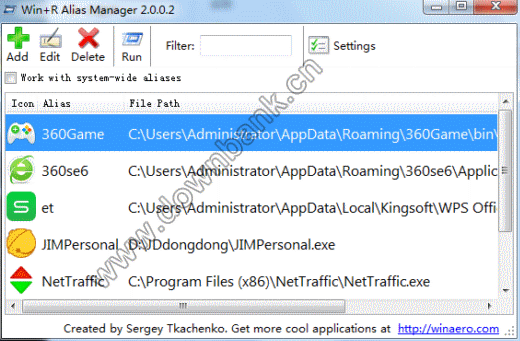 运行启动命令管理器(Win+R Alias Manager) v2